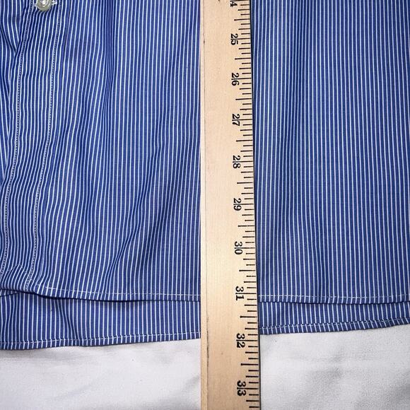 Polo Ralph Lauren Shirt Men’s Size 18 34/35 Blue White Striped Easy Care Office - Picture 6 of 14
